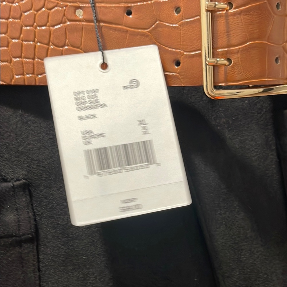 Gibson Black Pants with Tan Croc-Embossed Belt